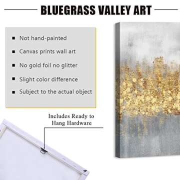 Modern Abstract Wall Art Grey and Gold Yellow Room Decor 3 Pcs Neutral Canvas Print with Light Indus...