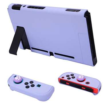 Dockable Case for Nintendo Switch - COMCOOL 3 in 1 Protective Cover Case for Nintendo Switch and Joy-Con Controller with Screen Protector and Thumb grips - Purple