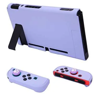 Dockable Case for Nintendo Switch - COMCOOL 3 in 1 Protective Cover Case for Nintendo Switch and Joy-Con Controller with Screen Protector and Thumb grips - Purple
