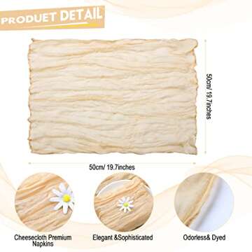 Cindeer Set of 20 Gauze Cheesecloth Napkins Rustic Boho Dinner Wrinkled Cloth Decorative Napkins for...