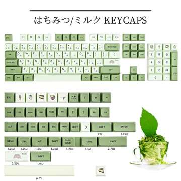 Guffercty kred GTSP XDA Profile Japanese Keycaps 60 Percent PBT 122 Key Green Keycaps Set for Cherry...