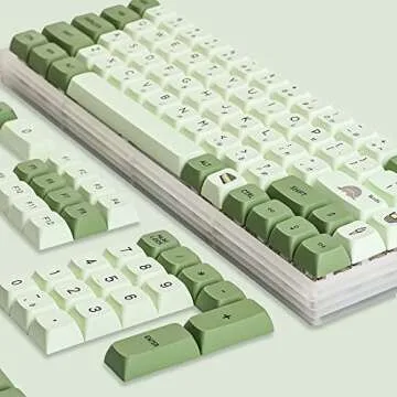 Guffercty kred GTSP XDA Profile Japanese Keycaps 60 Percent PBT 122 Key Green Keycaps Set for Cherry MX Covers Tenkeyless 60% 65% Gaming Keyboard (Matcha)