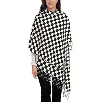 YUOYISIB White and Black Checkerboard Plaid Scarf Women'S Fashion Scarves Dalmatian Print Comfortable Long Shawl Winter Soft Warm Scarf For Women Girls