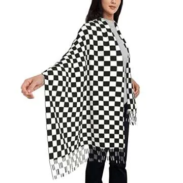 YUOYISIB White and Black Checkerboard Plaid Scarf Women'S Fashion Scarves Dalmatian Print Comfortable Long Shawl Winter Soft Warm Scarf For Women Girls
