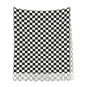 YUOYISIB White and Black Checkerboard Plaid Scarf Women'S Fashion Scarves Dalmatian Print Comfortable Long Shawl Winter Soft Warm Scarf For Women Girls