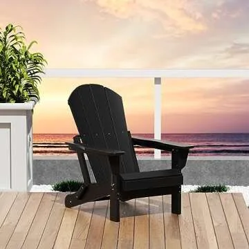 WO Home Furniture Adirondack Chair Lounger Outdoor Folding for Fire Pit, Beach, Balcony, Backyard, L...