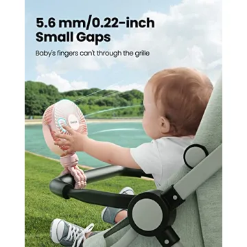 Gaiatop Mini Portable Stroller Fan, Battery Operated Small Clip on Fan, Detachable 3 Speed Rechargeable 360° Rotate Flexible Tripod Handheld Desk Cooling Fan for Car Seat Crib Treadmill Travel Pink