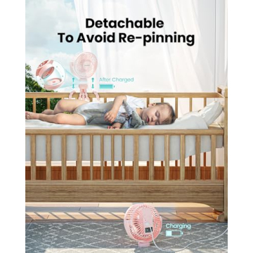 Gaiatop Mini Portable Stroller Fan, Battery Operated Small Clip on Fan, Detachable 3 Speed Rechargeable 360° Rotate Flexible Tripod Handheld Desk Cooling Fan for Car Seat Crib Treadmill Travel Pink