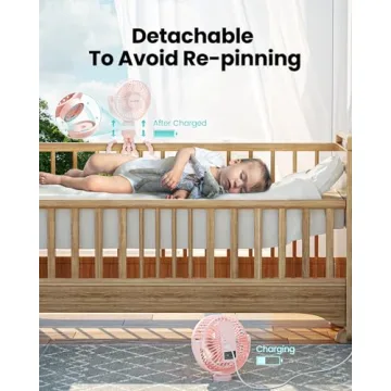 Gaiatop Mini Portable Stroller Fan, Battery Operated Small Clip on Fan, Detachable 3 Speed Rechargeable 360° Rotate Flexible Tripod Handheld Desk Cooling Fan for Car Seat Crib Treadmill Travel Pink