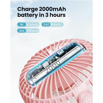Gaiatop Mini Portable Stroller Fan, Battery Operated Small Clip on Fan, Detachable 3 Speed Rechargeable 360° Rotate Flexible Tripod Handheld Desk Cooling Fan for Car Seat Crib Treadmill Travel Pink