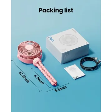 Gaiatop Mini Portable Stroller Fan, Battery Operated Small Clip on Fan, Detachable 3 Speed Rechargeable 360° Rotate Flexible Tripod Handheld Desk Cooling Fan for Car Seat Crib Treadmill Travel Pink