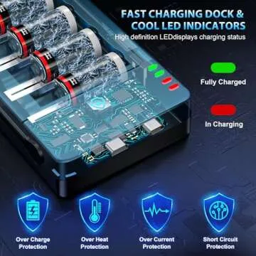 CR123A Rechargeable Batteries 8 Packs, 3.7V Lithium Rechargeable Batteries with Charger for Arlo Wireless Security Cameras VMC3030 VMK3200 VMS3330 3430 3530 and Flashlights