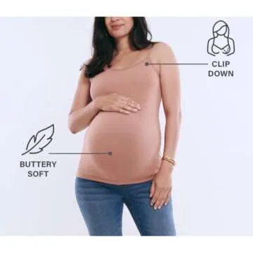 Motherhood Maternity Women's Clip Down Nursing Tank Top Cami with Adjustable Straps for Breastfeeding, Black, Large