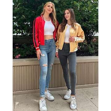 Zeagoo Women's Classic Solid Striped Biker Jacket Zip Up Fashion Bomber Jacket Coat Wine Red Small