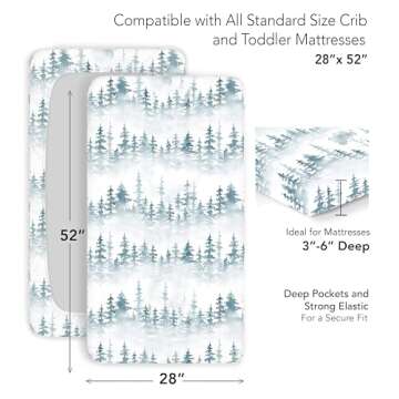 100% Organic Cotton Fitted Sheets for Standard Crib and Toddler Mattresses/Pads 28” x 52” and up...