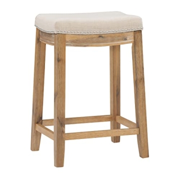 Linon Home Décor Kingston Acacia Counter Stool - Stylish & Easy to Assemble
