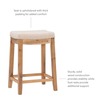 Stylish Linon Kingston Acacia Counter Stool For Your Home