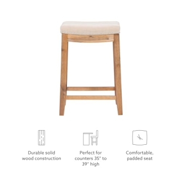 Stylish Linon Kingston Acacia Counter Stool For Your Home