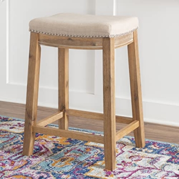 Stylish Linon Kingston Acacia Counter Stool For Your Home