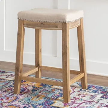 Stylish Linon Kingston Acacia Counter Stool For Your Home