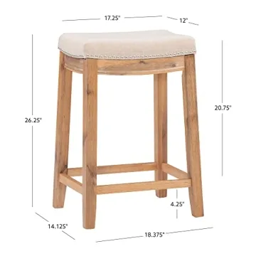 Stylish Linon Kingston Acacia Counter Stool For Your Home