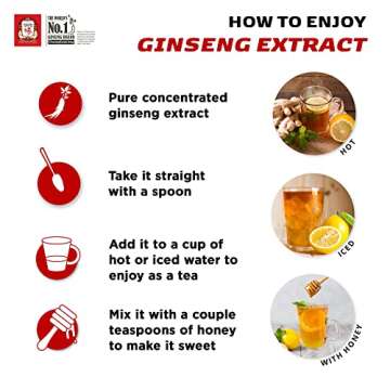Korean Red Ginseng Extract 50g Jar | Health Supplement, Ginseng Tea | Energy Boost,Stamina, Blood Circulation, Immune Support | 100% Korean Red Ginseng Extract | Vegan Friendly | 50g