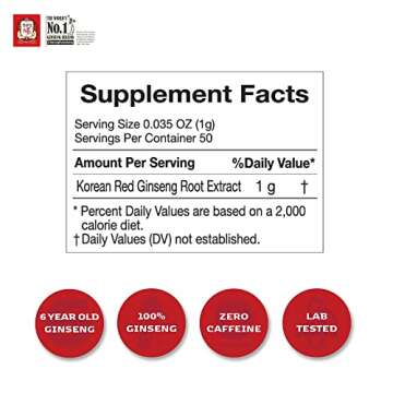 Korean Red Ginseng Extract 50g Jar | Health Supplement, Ginseng Tea | Energy Boost,Stamina, Blood Circulation, Immune Support | 100% Korean Red Ginseng Extract | Vegan Friendly | 50g