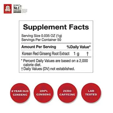 Korean Red Ginseng Extract 50g Jar | Health Supplement, Ginseng Tea | Energy Boost,Stamina, Blood Circulation, Immune Support | 100% Korean Red Ginseng Extract | Vegan Friendly | 50g
