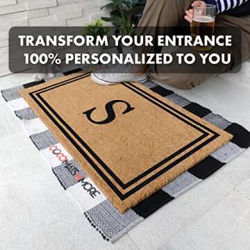 COCO MATS 'N MORE Coir Personalized Doormat Monogrammed, USA (22” x 36”, Black) Vinyl Backing | Durable Outdoor Door Mat for Home Entrance | Keeps Homes Clean (Double Bordered)