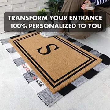 COCO MATS 'N MORE Coir Personalized Doormat Monogrammed, USA (22” x 36”, Black) Vinyl Backing | Durable Outdoor Door Mat for Home Entrance | Keeps Homes Clean (Double Bordered)