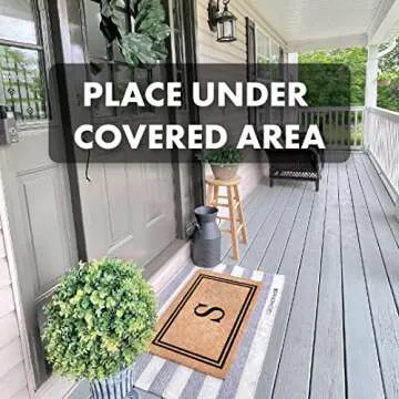 COCO MATS 'N MORE Coir Personalized Doormat Monogrammed, USA (22” x 36”, Black) Vinyl Backing | Durable Outdoor Door Mat for Home Entrance | Keeps Homes Clean (Double Bordered)