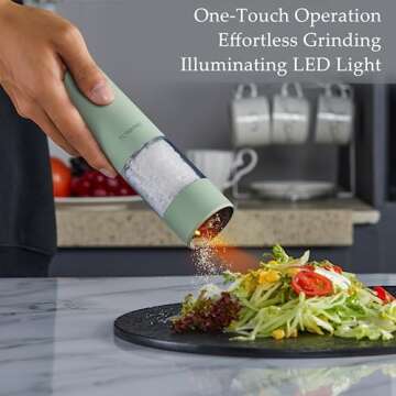 Electric Salt and Pepper Grinder Set, USB Rechargeable, Automatic Salt and Pepper Mill Grinder with ...