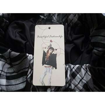 Women's A-line Kilt Plaid High Waist School Uniform Costumes (Blue Mixed White Black 16)