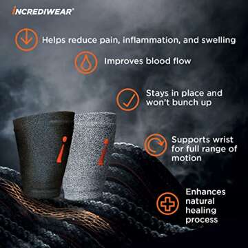 Incrediwear Wrist Sleeve – Wrist Brace for Women and Men to Help with Swelling, Inflammation, Joint Pain Relief and Offers Wrist Support & Recovery (Grey, Large)