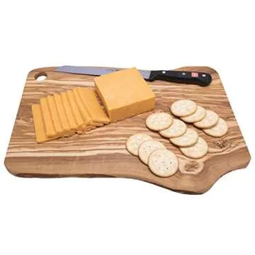 LARGE Rectangular Cutting Board for Food Preparation and Presentation - Premium Solid Natural Olive Wood Reversible Chopping Board MADE IN ITALY - Perfect in kitchen, on table or to share food at part