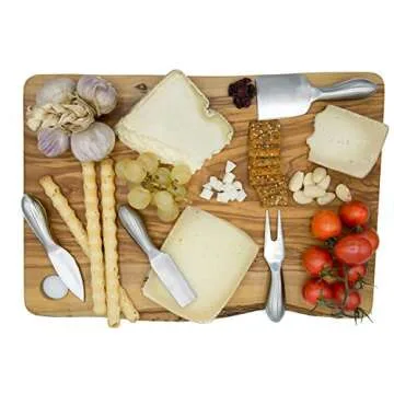 LARGE Rectangular Cutting Board for Food Preparation and Presentation - Premium Solid Natural Olive Wood Reversible Chopping Board MADE IN ITALY - Perfect in kitchen, on table or to share food at part