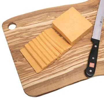 LARGE Rectangular Cutting Board for Food Preparation and Presentation - Premium Solid Natural Olive Wood Reversible Chopping Board MADE IN ITALY - Perfect in kitchen, on table or to share food at part