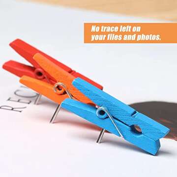 50 PCS Colorful Push Pin with Wooden Clips, Durable, Decorative Pushpins Tacks Thumbtacks for Cork Board Artworks Notes Photos, Craft Projects, Offices and Homes (8 Colors)