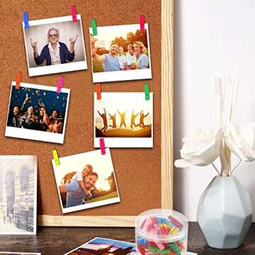 50 PCS Colorful Push Pin with Wooden Clips, Durable, Decorative Pushpins Tacks Thumbtacks for Cork Board Artworks Notes Photos, Craft Projects, Offices and Homes (8 Colors)