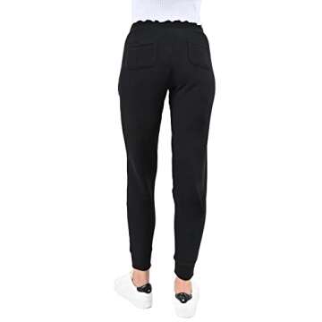 esstive Women's Ultra Soft Fleece Active Lightweight Casual Basic Jogger Sweatpants, Black, Medium