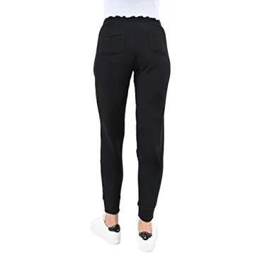 esstive Women's Ultra Soft Fleece Active Lightweight Casual Basic Jogger Sweatpants, Black, Medium