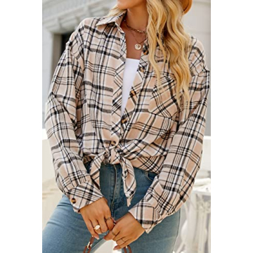 Flannel Shirt for Women - Long Sleeve Plaid Shacket