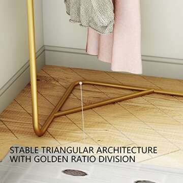 HKaikzo Gold Metal Corner Coat Rack - Stylish Hall Tree with 2 Hooks
