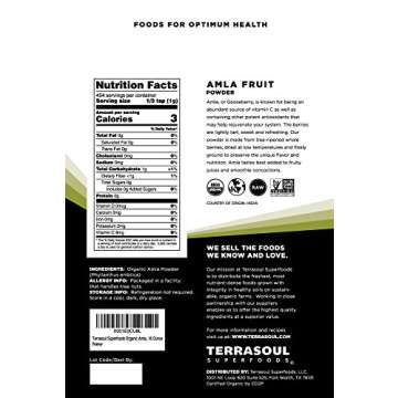 Terrasoul Superfoods Organic Amla Berry Powder (Amalaki), 16 Oz - Rich in Antioxidant Vitamin C | Su...
