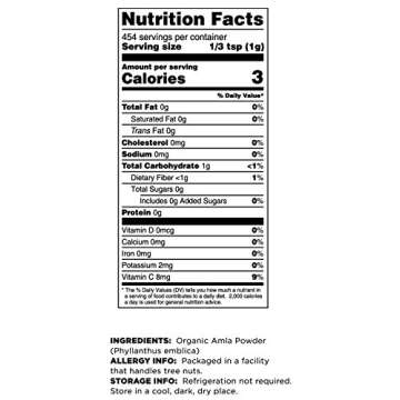 Terrasoul Superfoods Organic Amla Berry Powder (Amalaki), 16 Oz - Rich in Antioxidant Vitamin C | Supports Immunity