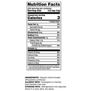 Terrasoul Superfoods Organic Amla Berry Powder (Amalaki), 16 Oz - Rich in Antioxidant Vitamin C | Supports Immunity