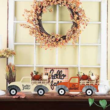 NEEDOMO Fall Wood Truck Decorations - Rustic Home Decor