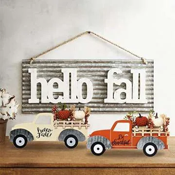 NEEDOMO Fall Wood Truck Decorations - Rustic Home Decor