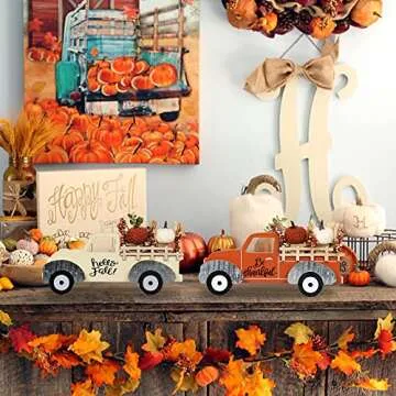 NEEDOMO Fall Wood Truck Decorations - Rustic Home Decor