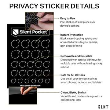 Silent Pocket Webcam Privacy Stickers - Reusable & Safe